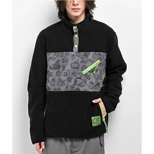 Killer Acid Black Graphic Fleece Pullover Jacket Men's Size Small